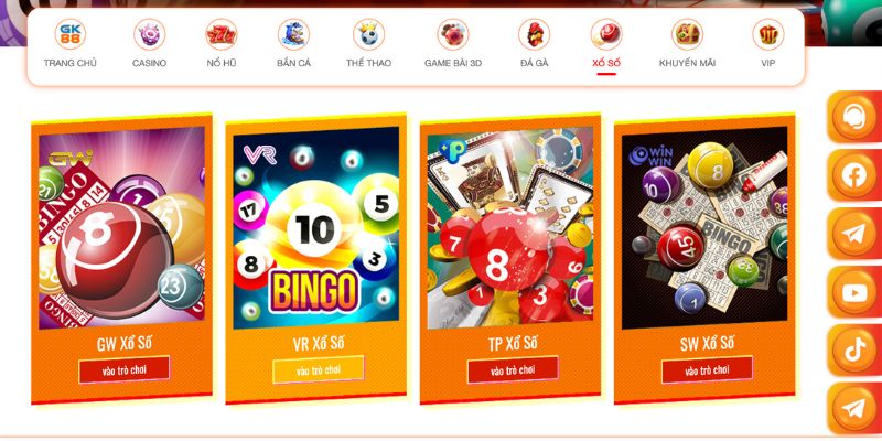 Điểm qua các loại hình xổ số GK88 được nhiều người yêu thích